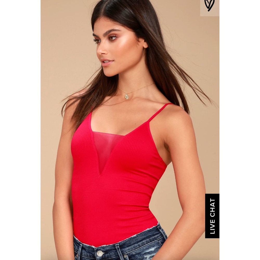 Free people mesh insert cami- red